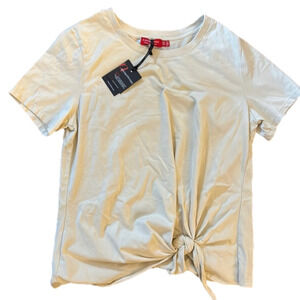 n:philanthropy Womens Front Tie Knot T-Shirt Beige Small